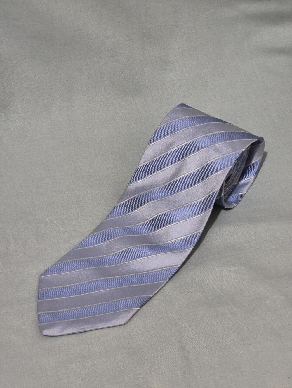 Striped Light Blue and Silver Men's Necktie